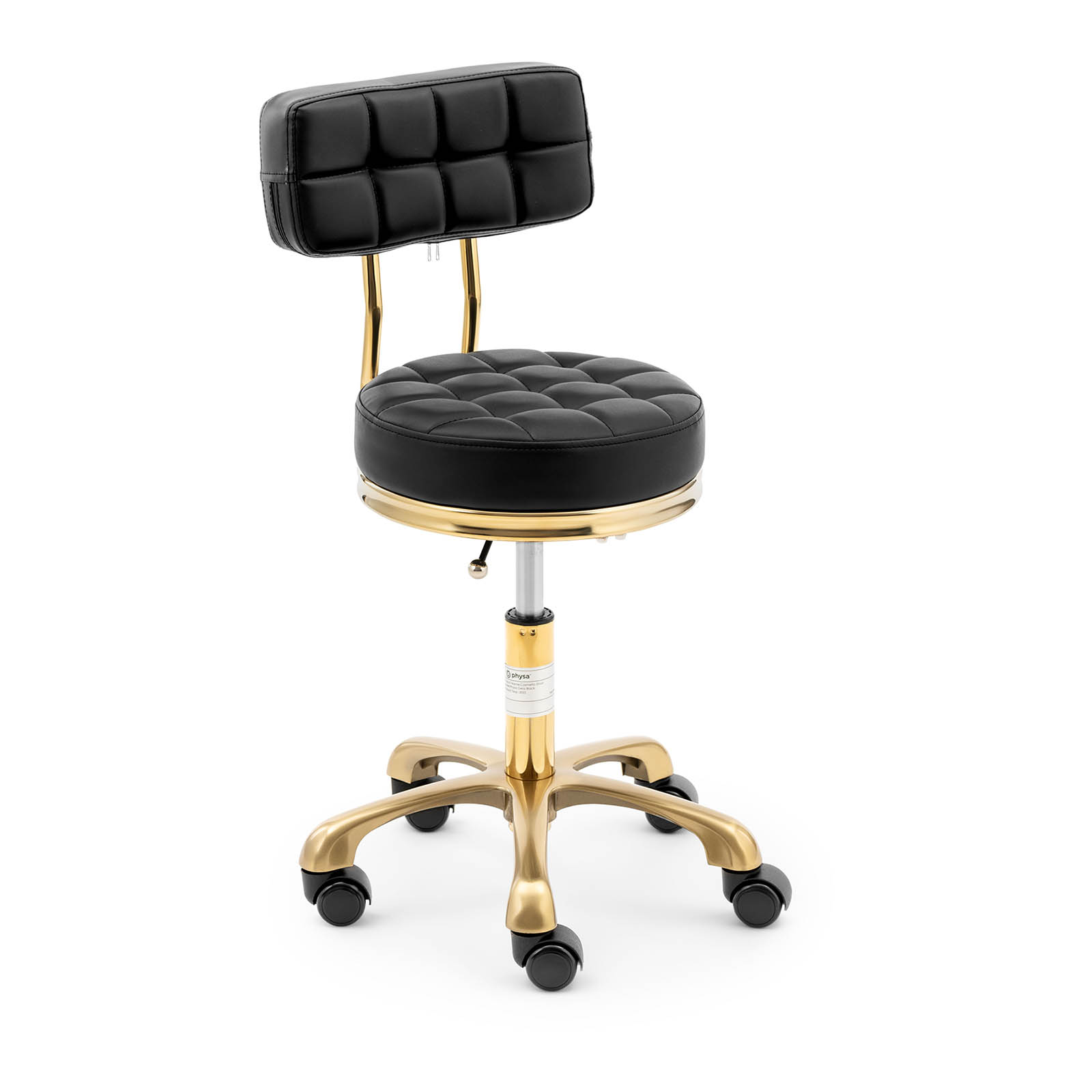 Gurulós szék háttámlával - 51 - 66 cm - 150 kg - fekete | physa