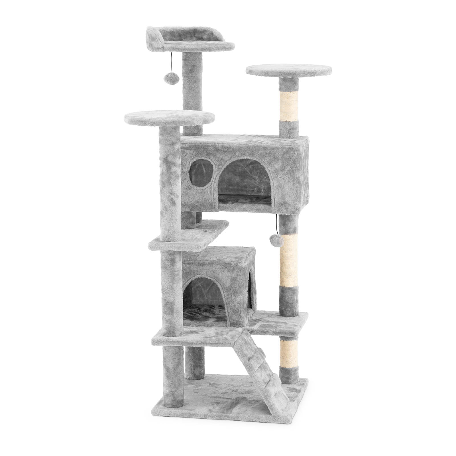 Macska kaparófa - világosszürke - 2 labda - 49 x 49 x 137 cm | Uniprodo