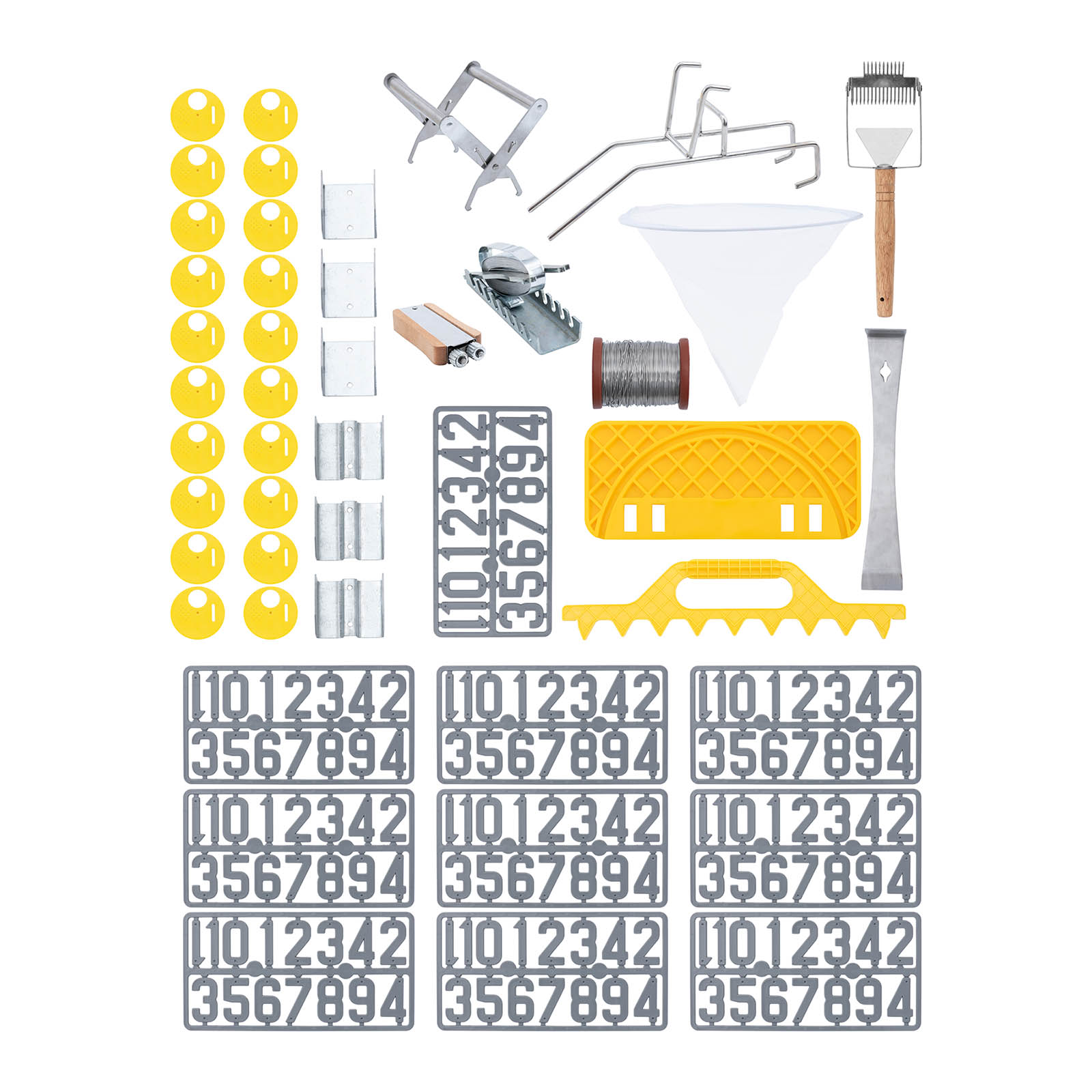 Méhész start csomag - 45 részes - kaptárvas - méhész drót - feszítő - heveder rakodó kaptárhoz - számjegyek - vödörtartó - fedelező eszköz | Wiesenfield
